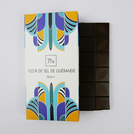 Tablette Fleur de Sel de Guérande 71% Noir - Chocolaterie Nantes
