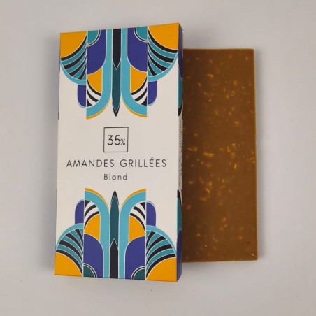 Tablette amandes grillées blond 35% - Chocolaterie Pâtisserie à Nantes